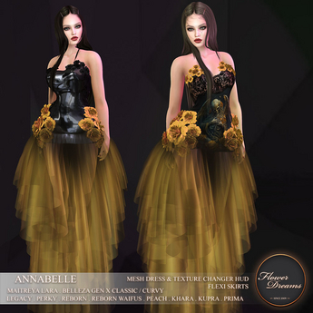 Second Life Marketplace - .:FlowerDreams:.Annabelle gown - yellow